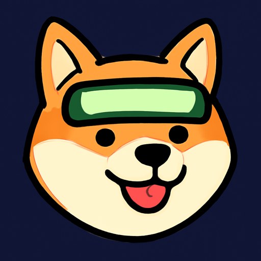 A rust-orange Shiba Inu with its glowing green ai visor pushed up onto its forehead like sunglasses, showing ordinary dog eyes underneath